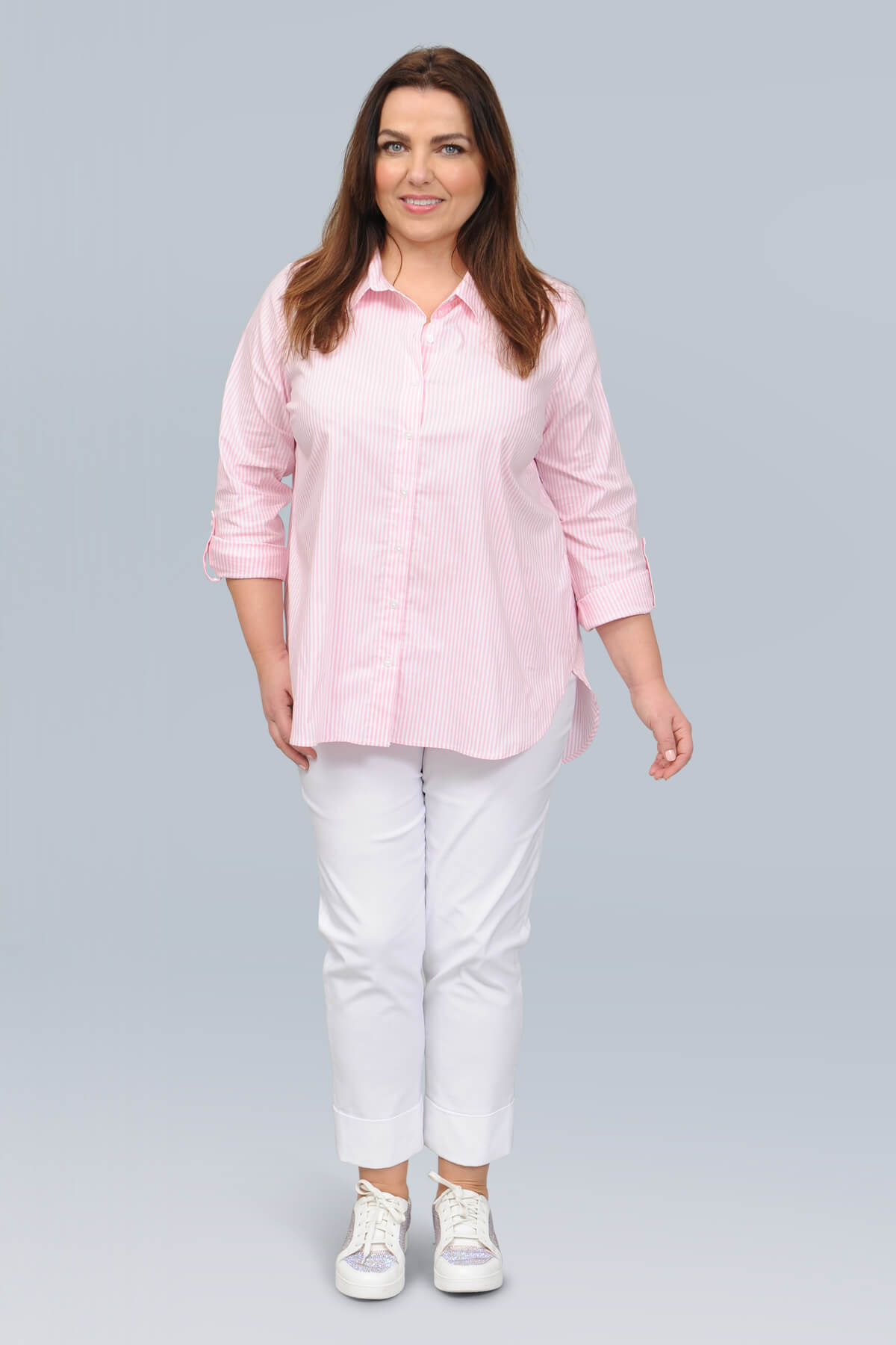 Via Appia striped shirt - rose pink