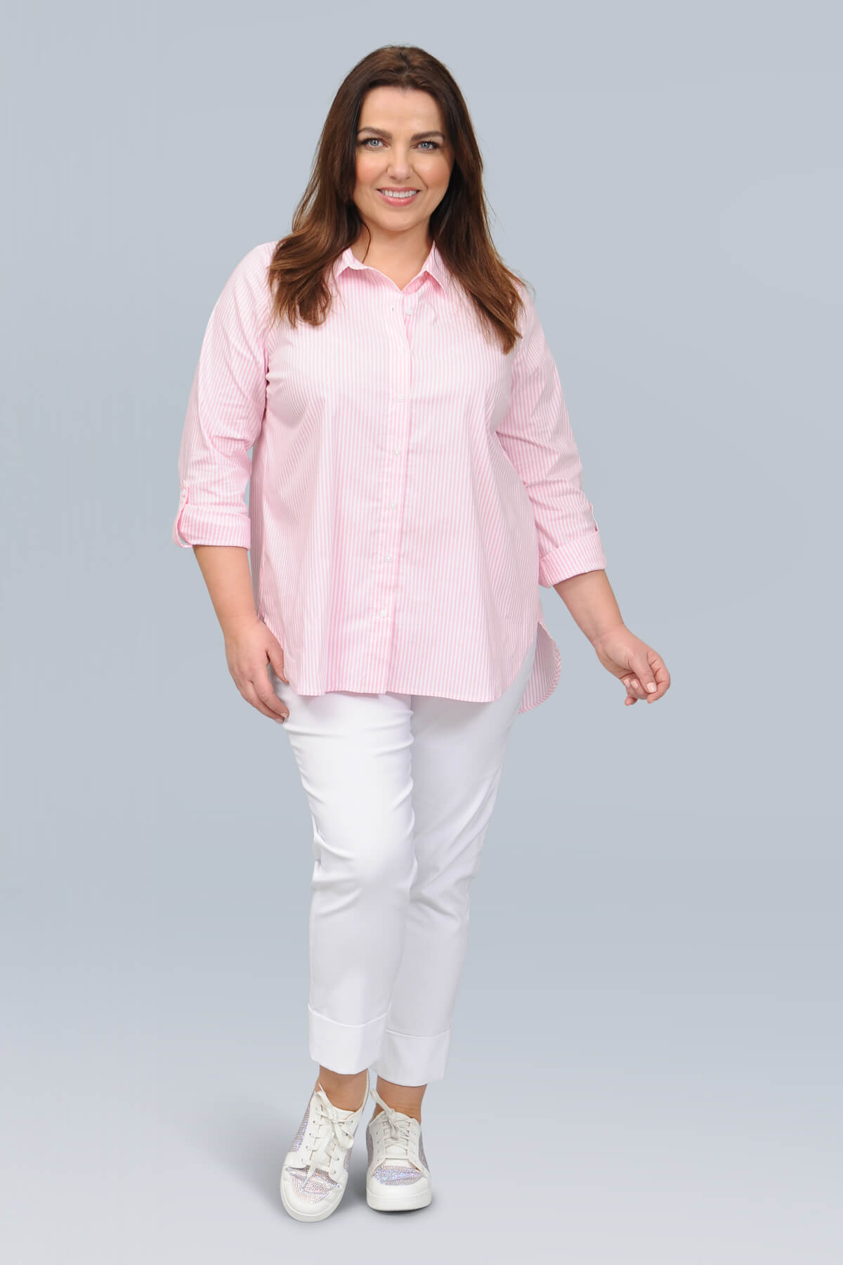 Via Appia striped shirt - rose pink