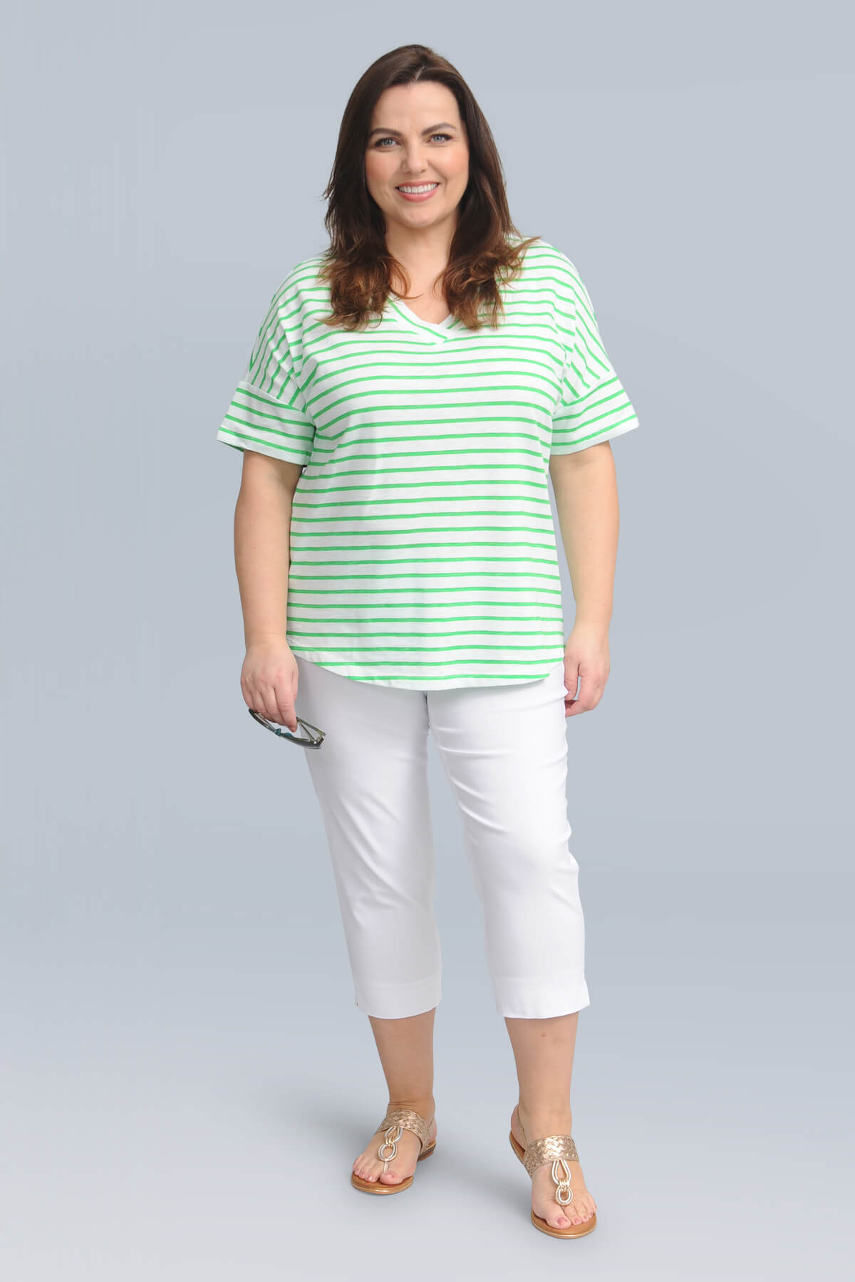 Via Appia striped t-shirt - green/white