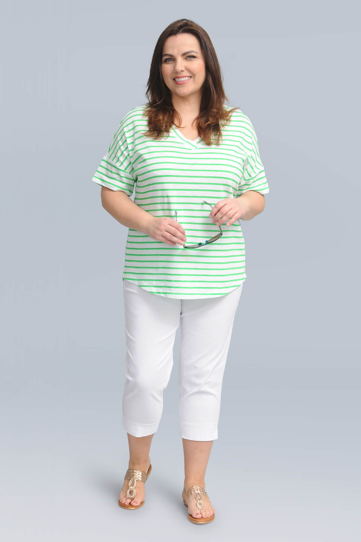 Via Appia striped t-shirt - green/white