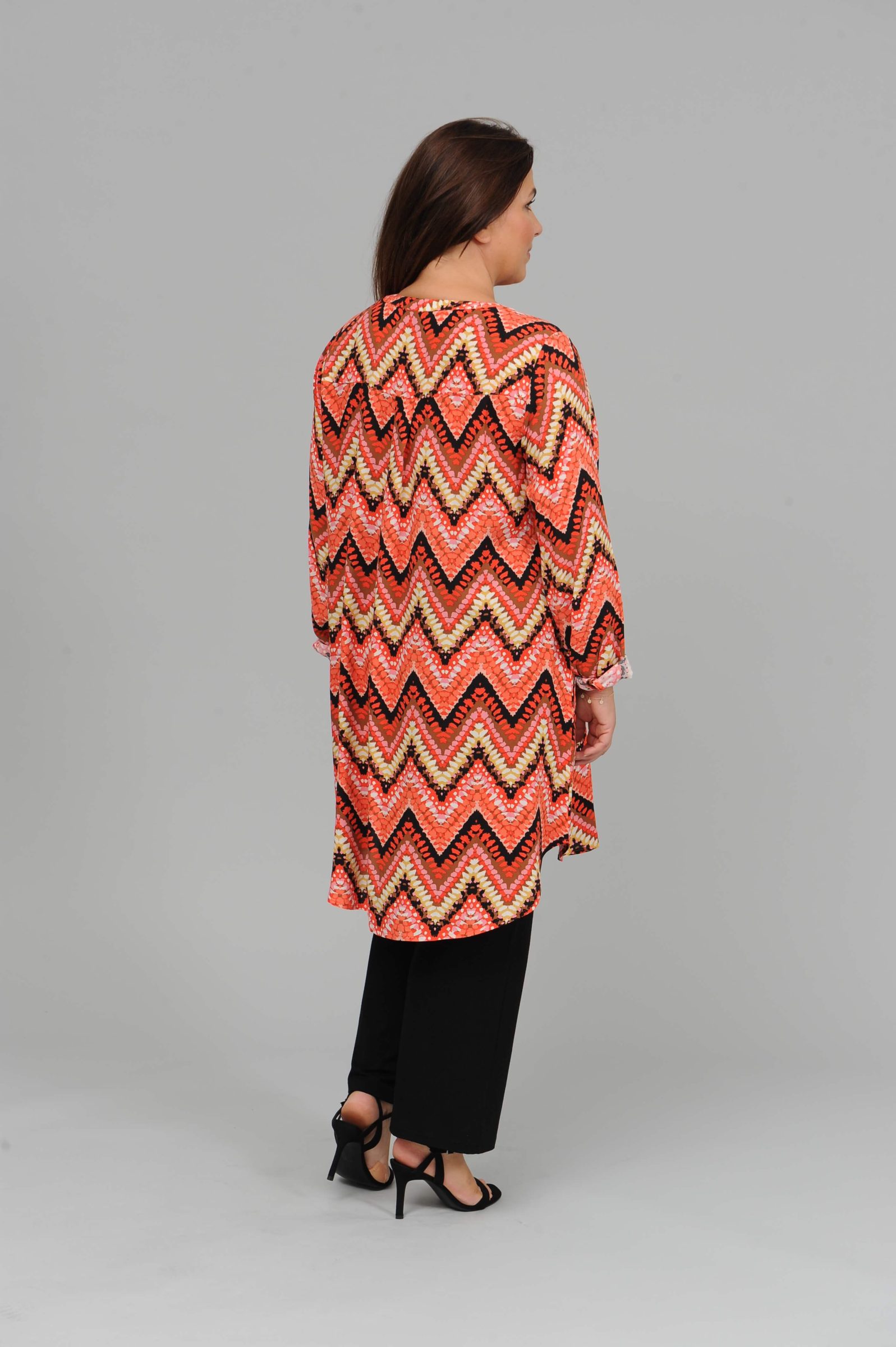 Via Appia zig zag long tunic/dress - coral