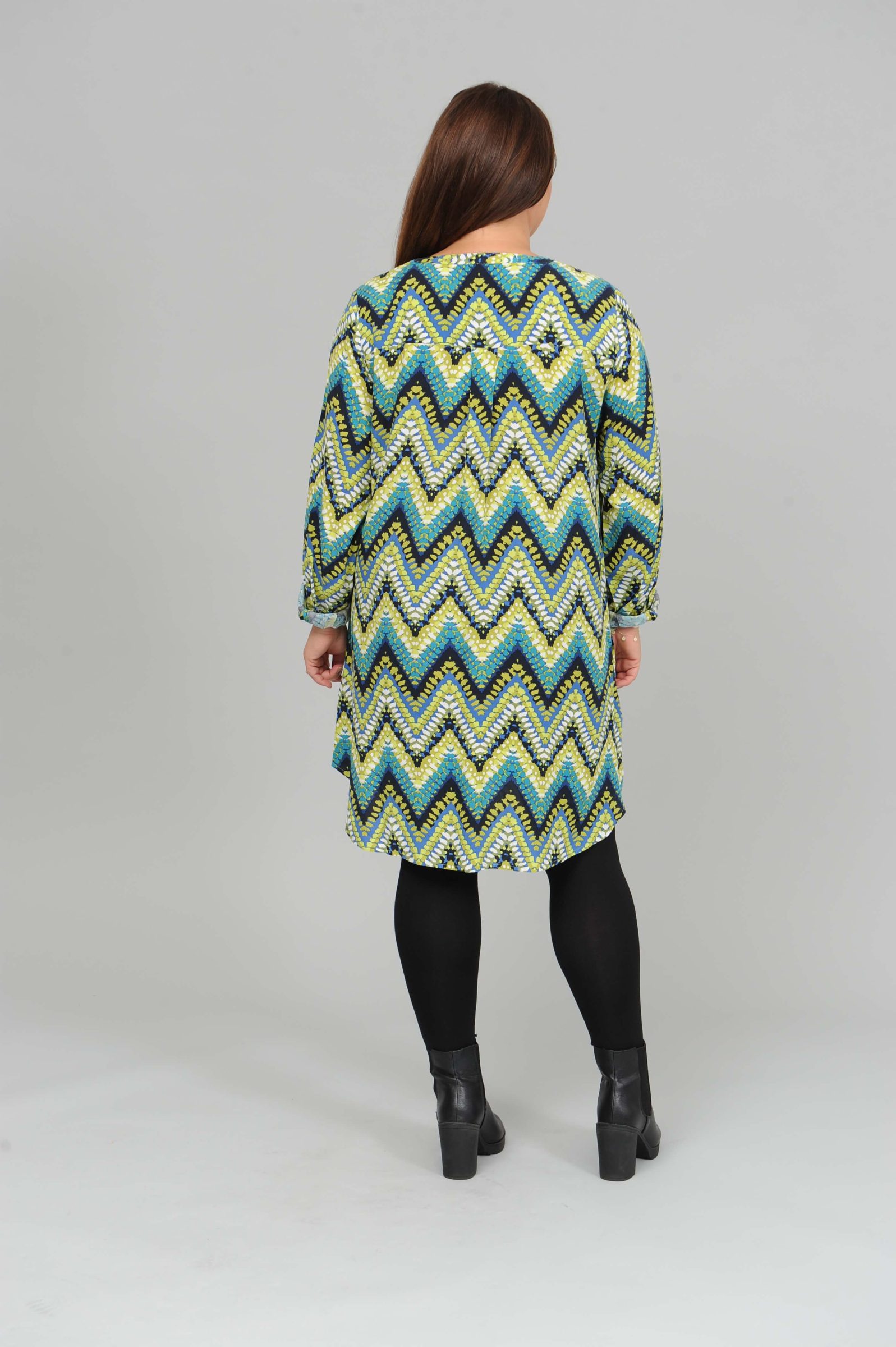 Via Appia zig zag long tunic/dress - green