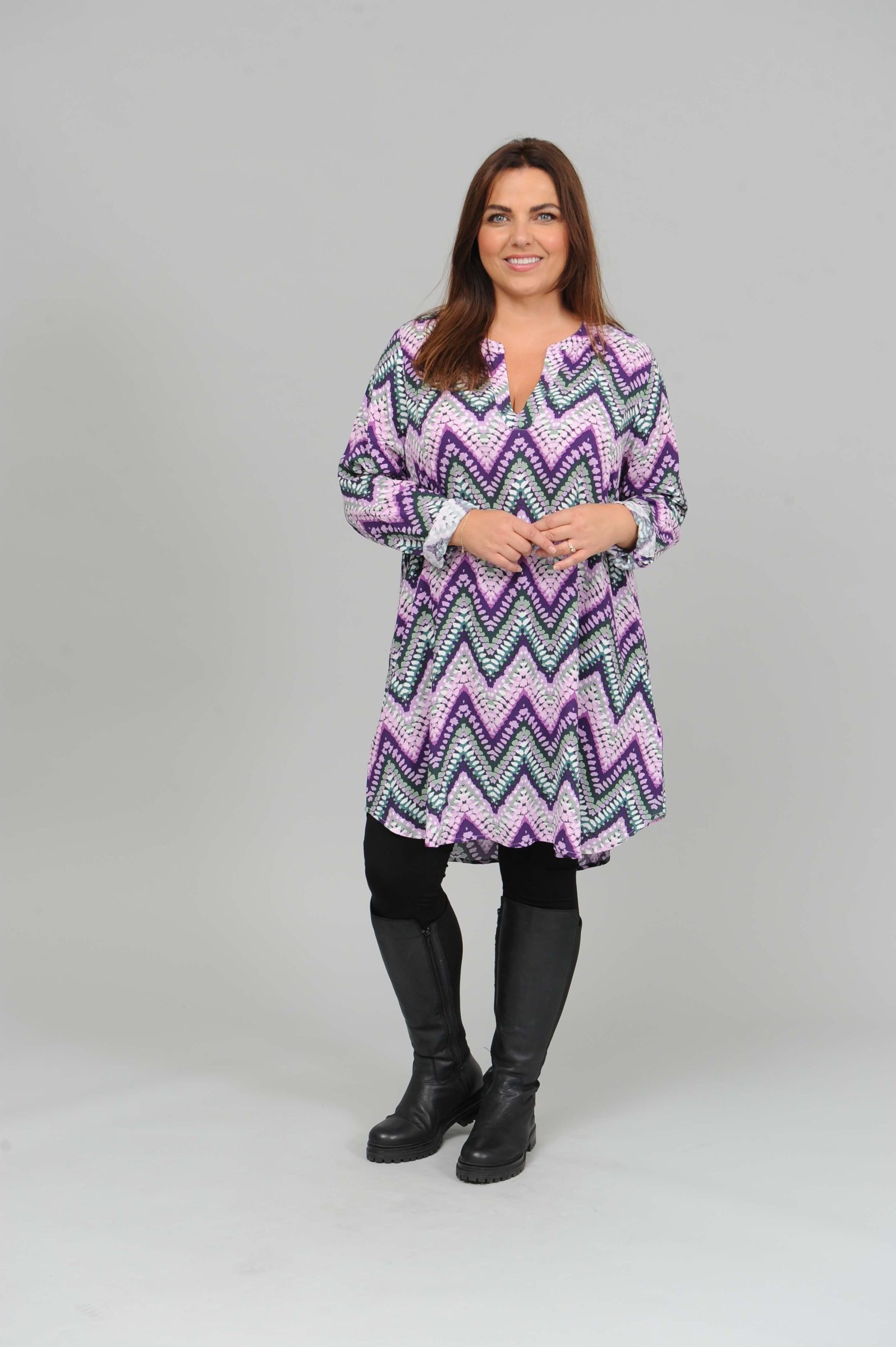 Via Appia zig zag long tunic/dress - lilac