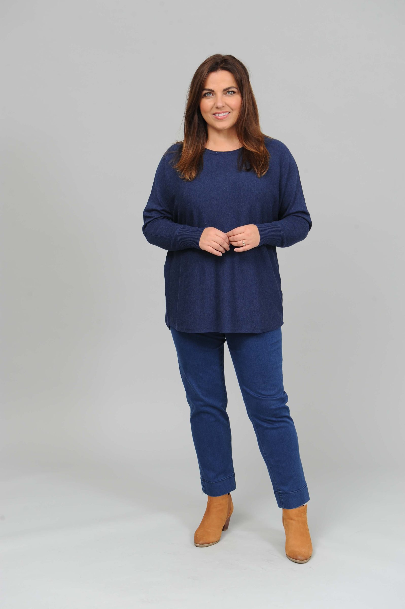 Wasabi Samanda 1 button back jumper - blue iris