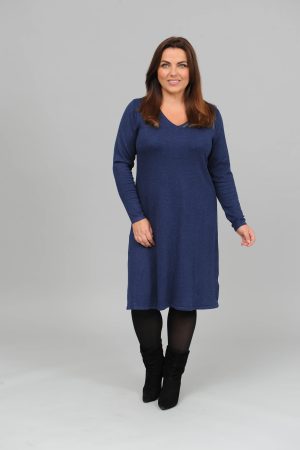 The model in this photo is wearing a Wasbai Concept Samanda 3 supremely soft jumper dress in plus sizes at Bakou London