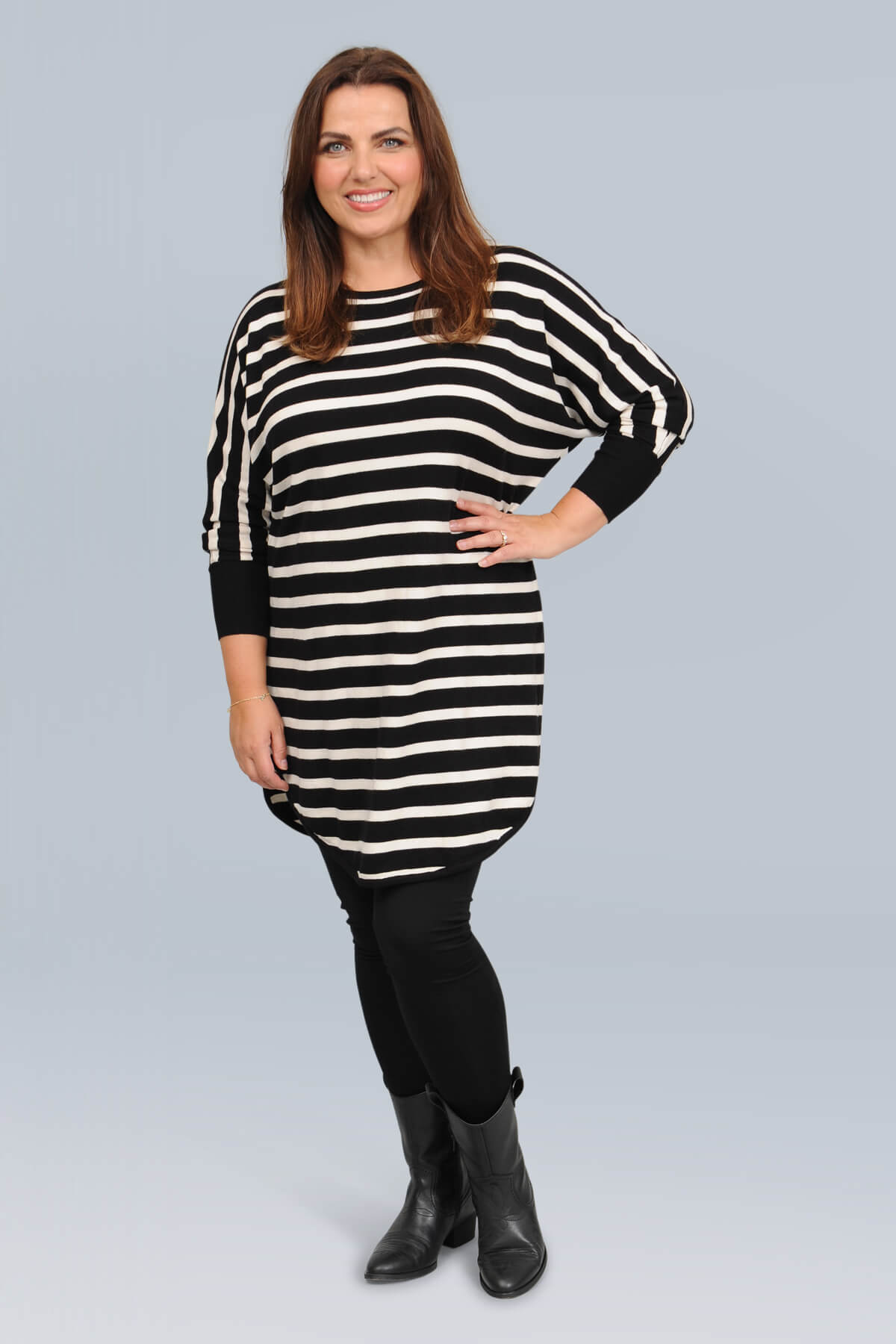 Wasabi Shanti 6 striped jumper - black/cream combi