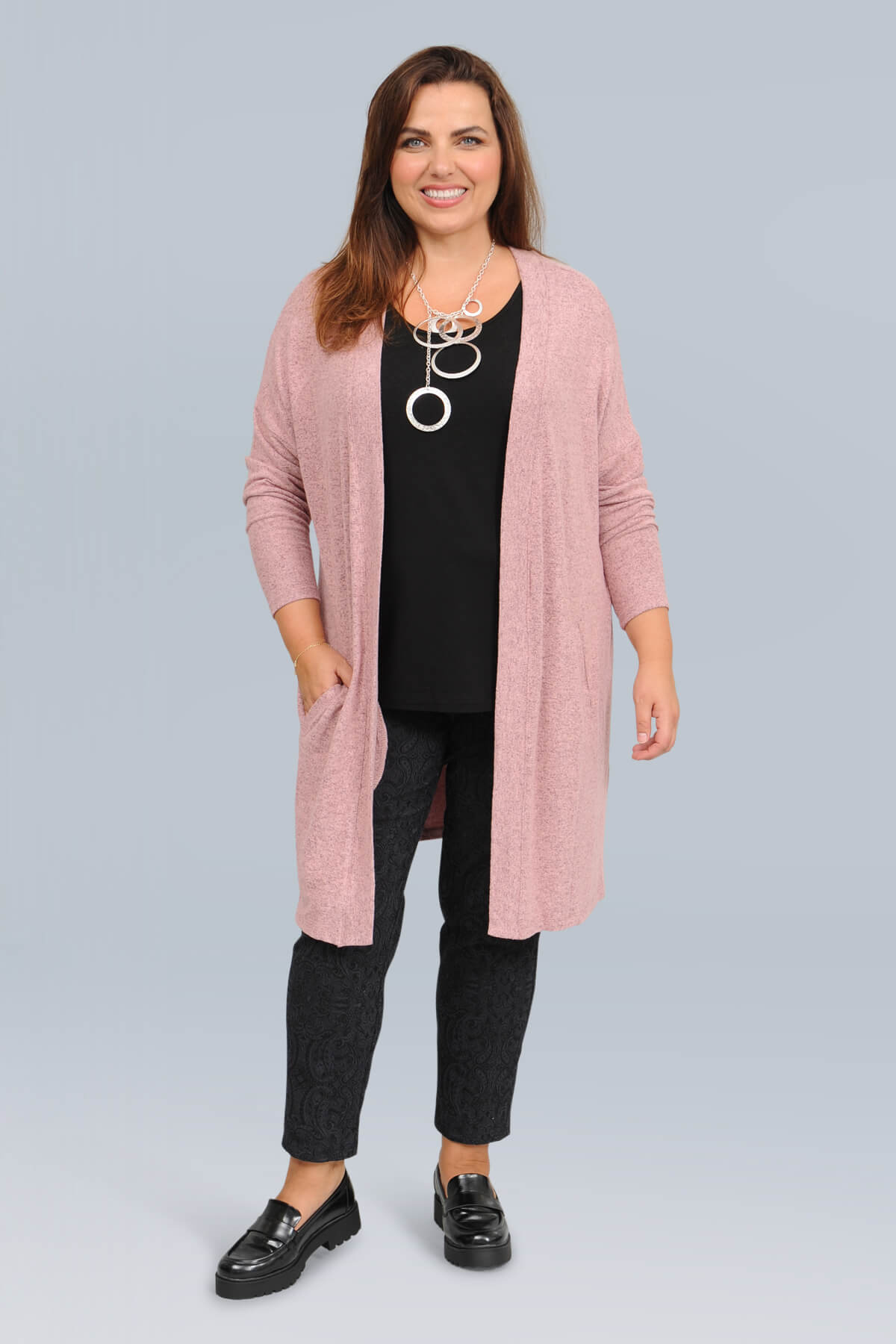 Wasabi Simone 3 long cardi - blush melange