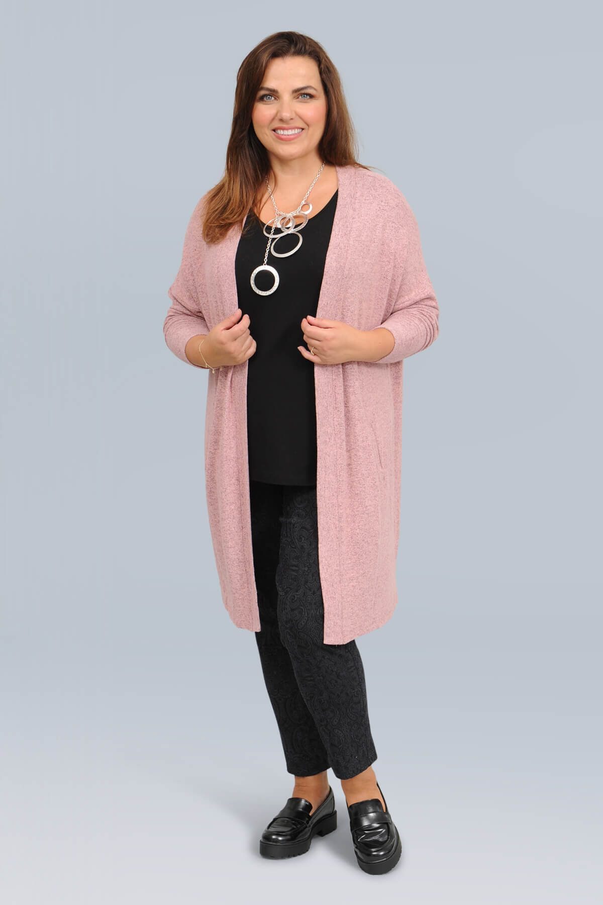 Wasabi Simone 3 long cardi - blush melange