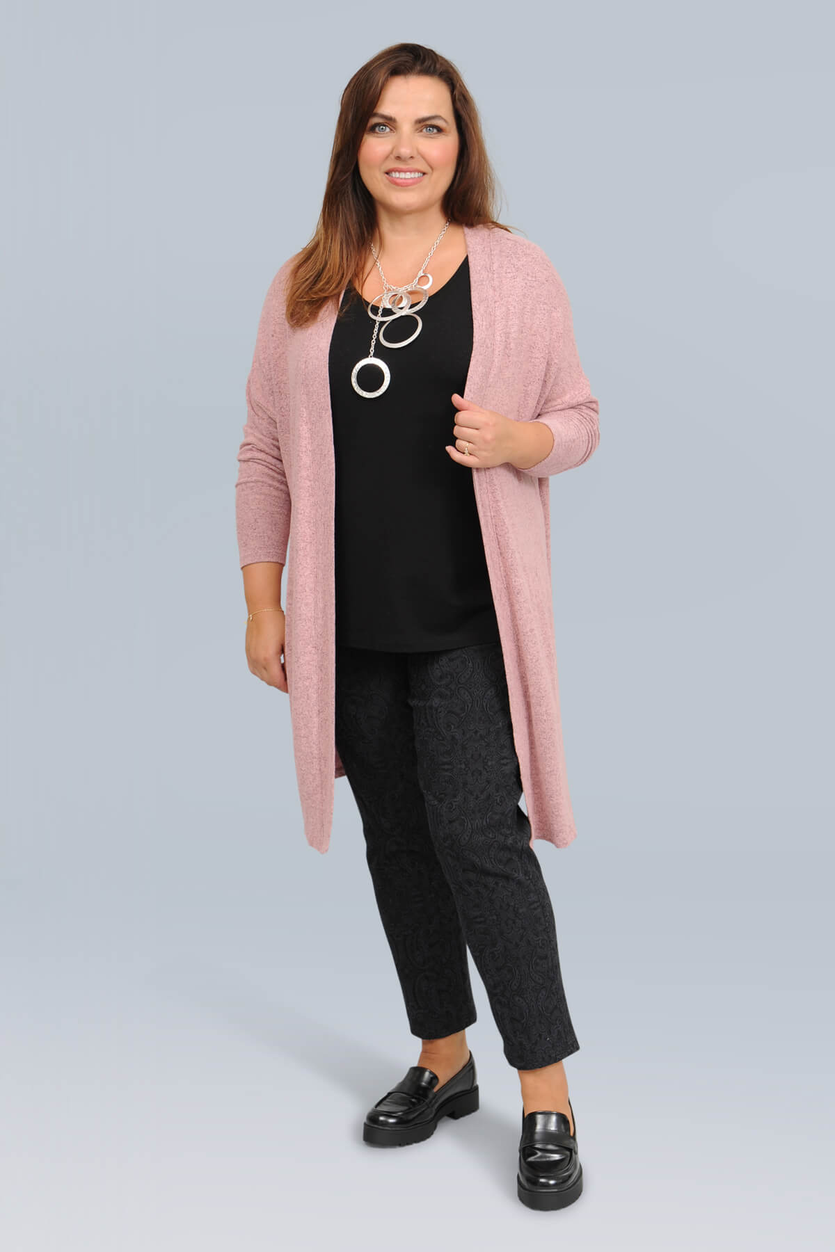 Wasabi Simone 3 long cardi - blush melange